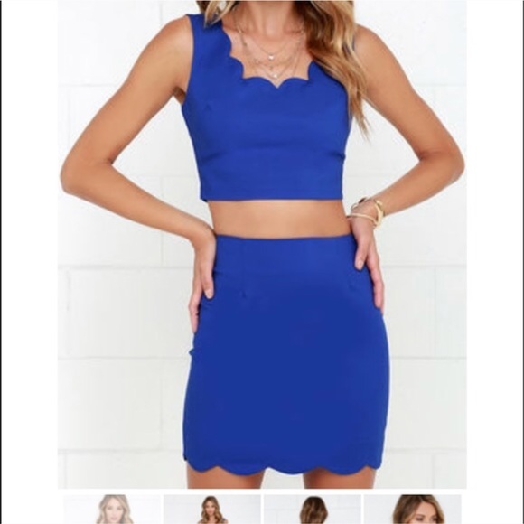 Lulus Dresses & Skirts - NWT scalloped crop top & skirt set